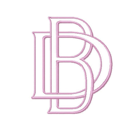 3.5" B Embroidery Font Two Type Outline Font