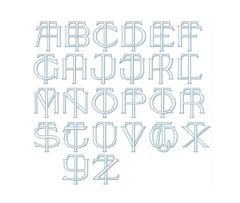 3.5" T Embroidery Font Two Type Outline Font