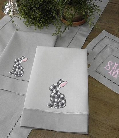 Gingham Rabbit Embroidery Design