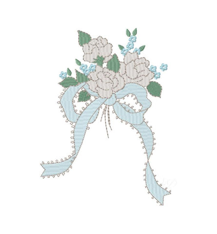 Vintage Bow Floral Embroidery Design