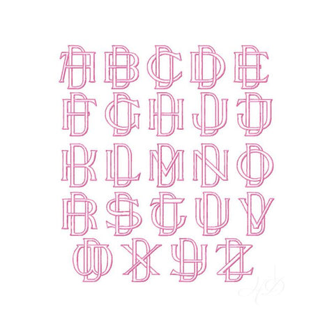 Two Type Outline Satin Embroidery Font Package 4x4 Hoop