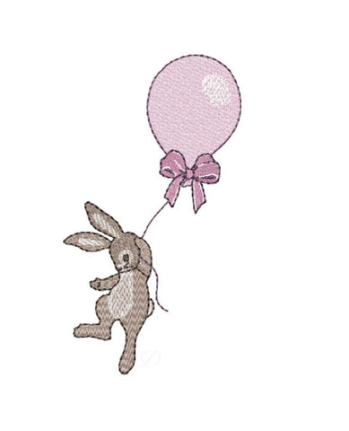 Rabbit with Balloon Embroidery Design