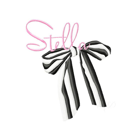 Bold Striped Bow Embroidery Design