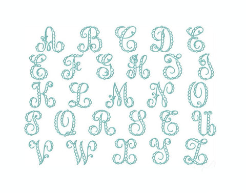 4" and 5" Patisserie Monogram Embroidery Font 5X7
