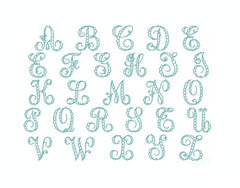 4" and 5" Patisserie Monogram Embroidery Font 5X7
