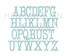 1" and 2" Banner Fishtail Satin Stitch Embroidery Font