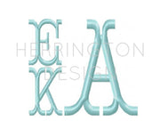1" and 2" Banner Fishtail Satin Stitch Embroidery Font