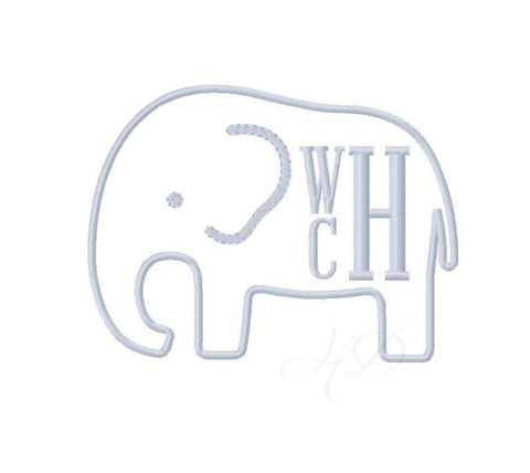 Preppy Elephant Applique Embroidery Design