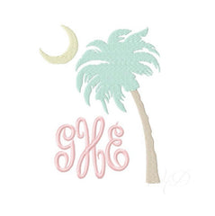 Palm Tree Carolina Sunset Beach Embroidery Design