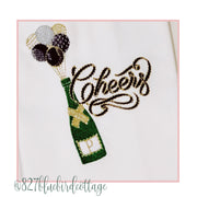 Champagne Bottle with Balloons Embroidery Design