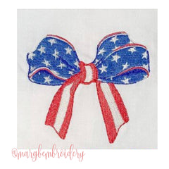 American Flag Bow Embroidery Design