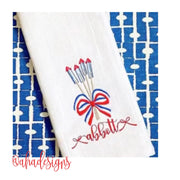 Vintage Fireworks Bow July 4th Embroidery Design