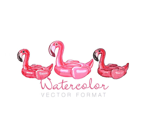 Flamingo Pool Float Watercolor PDF PNG SVG Vector